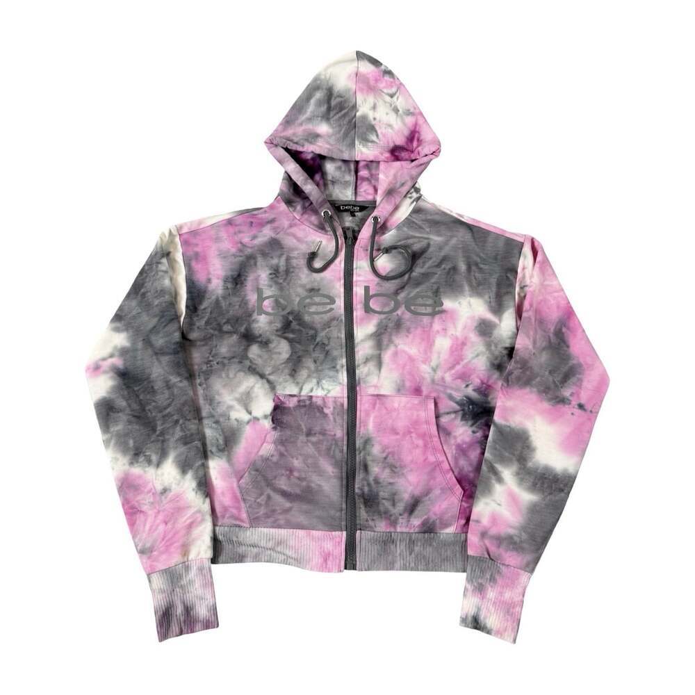 Bebe Sport Tie Dye Full Zip Hoodie Pink Gray Women’s Size Small